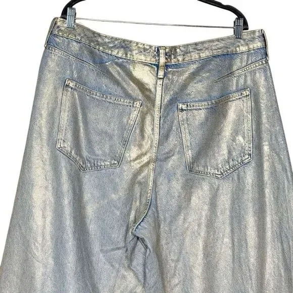 Universal Thread NWT high rise curved leg jeans with shiny silver sheen size 17 - Picture 6 of 13